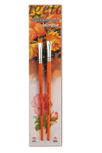 MICHELANGELO N0BV125C02 Dekor-Pinsel, flach, FSC, Faser, Konex Blumen, Größe 6-10, Holz, Orange, 6, 2 stück von MICHELANGELO
