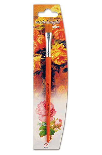 Nespoli Dekorations-Pinsel flach, Holz FSC, Faser Teijin Blume Größe 1, Orange, 12 von Nespoli