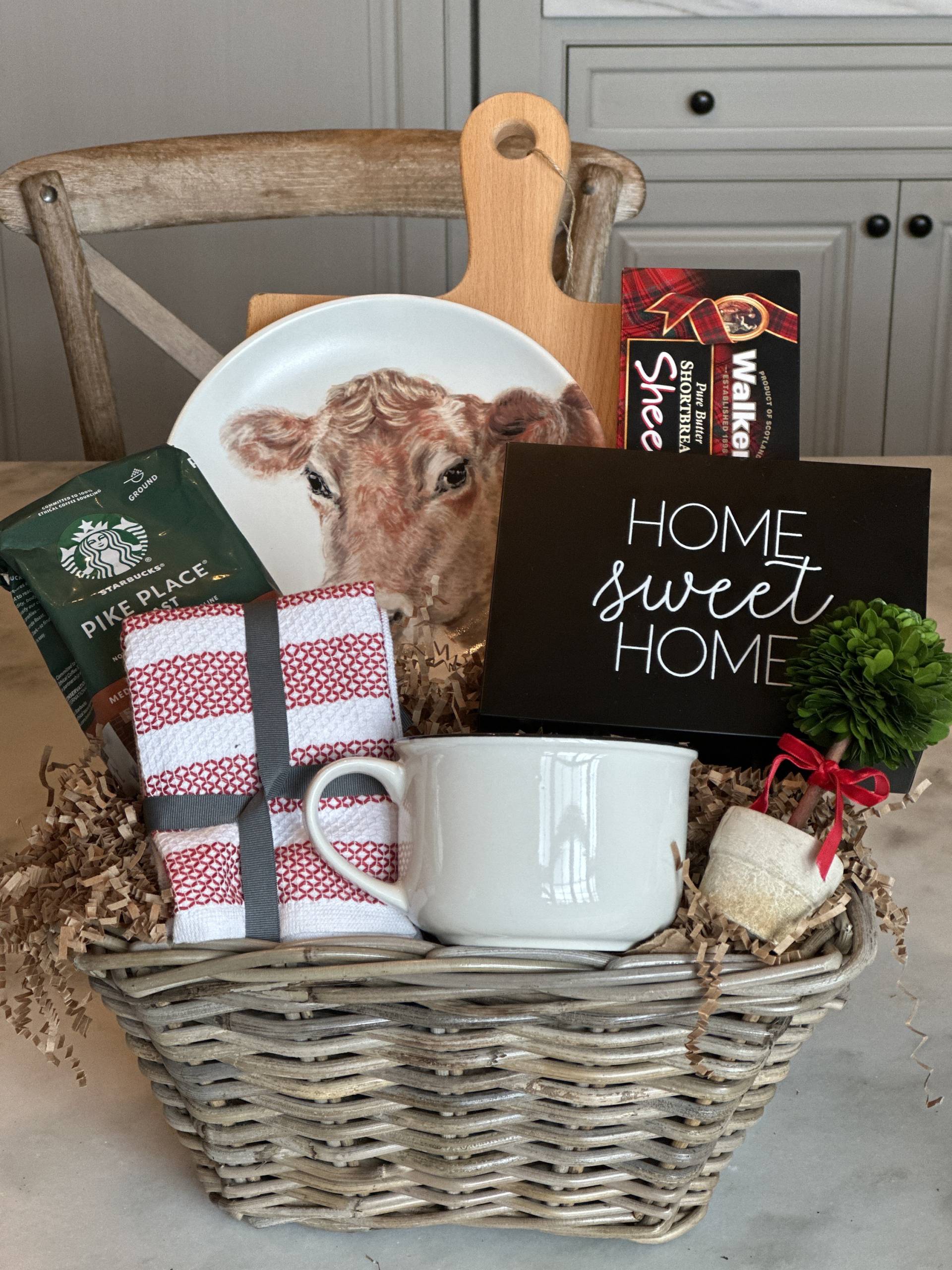 Neues Zuhause/Willkommen Zu Hause/Bauernhaus/Geschenkkörbe/Geschenkkorb/Kuh/Neues Hause/Kuh/Neues Haus/Immobiliengeschenke/Home Sweet von NestCustomBaskets