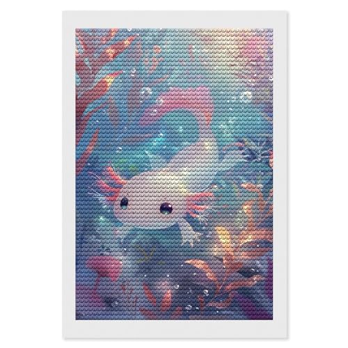 Nestaura Salamander Axolotl Diamant-Malset, 5D-Diamantkunst zum Selbermachen, mit abgerundeten Diamanten, für Wanddekoration und Geschenke (20 x 30 cm) von Nestaura