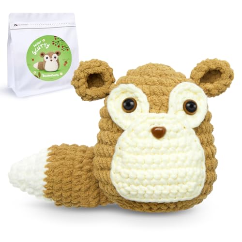 NestledCrafts Häkelset, Komplettes Häkelsets für Anfänger Erwachsene, Strickset, Weiches Garn, Eisstreifenlinie, Geschenk zum Geburtstag, Schritt-für-Schritt Videoanleitung, Anleitung(Scurry) von NestledCrafts