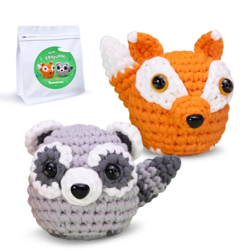 NestledCrafts Häkelset, Komplettes Häkelsets für Anfänger Erwachsene, Strickset, Weiches Garn, Geschenk zum Geburtstag, Inklusive Schritt-für-Schritt Videoanleitung, Anleitung(FoxyCoon) von NestledCrafts
