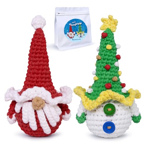 NestledCrafts Häkelset, Komplettes Häkelsets für Anfänger Erwachsene, Strickset, Weiches Garn, Geschenk zum Geburtstag, Inklusive Schritt-für-Schritt Videoanleitung, Anleitung(SantySnow) von NestledCrafts