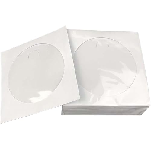 CD -Ärmeln 4, 9 x 4, 9 Zoll DVD -Ärmel 100 -Pack mit klarem Fenster und Klappen -DVD -Weißpapier CD -Hülle für Home Cinema und Storage Suppliesleeves von NethCasti