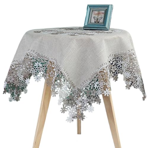 Runde Tischdecke, 47 Zoll bestickte Tischdecke, staubdes Spitze Tischtuch, waschbares Tischtuch runde Abdeckung für das Restaurant Home Restaurant Hochzeit DecortableCloth Runde Tischdecke, 47 Zoll bestickte Tischdecke, staubdes Spitze Tischtuch, waschbares Tischtuch runde Abdeckung für das Restaurant Home Restaurant Hochzeit DecortableCloth von NethCasti