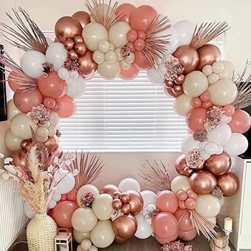 Luftballon Girlande Rosa, Luftballons Rosa mit Luftballons Rosegold Und Luftballons Beige, Ballon Girlande Rosa für Geburtstagsdeko Mädchen,Boho Hochzeitsdeko,Babyparty Mädchen,Baby Shower,Verlobung von Netnology