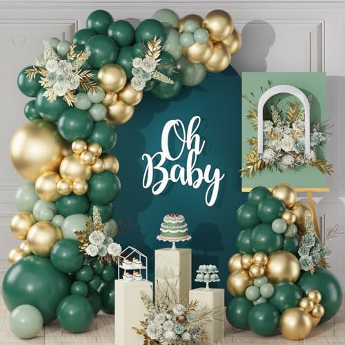 Luftballon Girlande Dunkel Grün Gold, 119pcs Ballon Geburtstag Girlande Set Dunkel Grün mit Luftballons Salbeigrün, Dunkel Grün Gold Dschungel Dekoration Geburtstag für Babyparty Hochzeit Baby Shower Luftballon Girlande Dunkel Grün Gold, 119pcs Ballon Geburtstag Girlande Set Dunkel Grün mit Luftballons Salbeigrün, Dunkel Grün Gold Dschungel Dekoration Geburtstag für Babyparty Hochzeit Baby Shower von Netnology