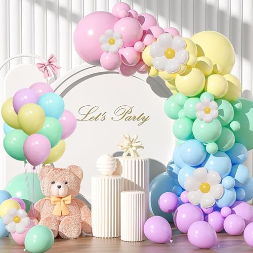 Luftballon Girlande Pastell, 116pcs Geburtstag Deko Mädchen Ballon Girlande mit Rosa Blau Grün Ggelb Lila Luftballons, Pastell Gänseblümchen Kindergeburtstag Deko für Baby Shower Party Hochzeit Deko Luftballon Girlande Pastell, 116pcs Geburtstag Deko Mädchen Ballon Girlande mit Rosa Blau Grün Ggelb Lila Luftballons, Pastell Gänseblümchen Kindergeburtstag Deko für Baby Shower Party Hochzeit Deko von Netnology