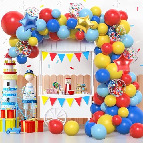 Luftballon Girlande Rot Gelb Blau, 106pcs Zirkus Deko Ballon Girlande Bunt Set mit Stern Folienballons Bunte Konfetti Ballons für Karneval Geburtstag Babyparty Zirkus Thema Party Kinder Dekoration Luftballon Girlande Rot Gelb Blau, 106pcs Zirkus Deko Ballon Girlande Bunt Set mit Stern Folienballons Bunte Konfetti Ballons für Karneval Geburtstag Babyparty Zirkus Thema Party Kinder Dekoration von Netnology