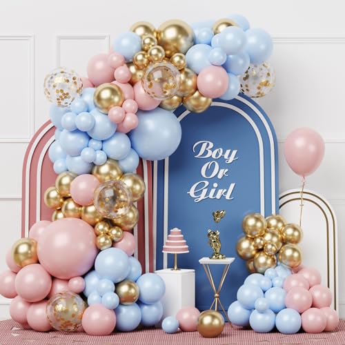 Pink and Blue Balloons Arch Kit, 100 Stück Gender Reveal Luftballons Ballons Girlande, Rosa Blaue Ballon Girlande für Jungen Mädchen Geschlecht Enthüllen, Geburtstag Party, Baby Shower, Babyparty Deko von Netnology