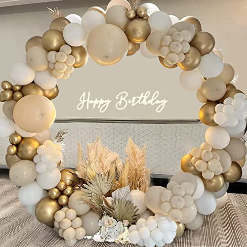 Weiß Gold Luftballons Girlande, 124 Stück Sand Weiß Gold Ballon Girlande mit Nude Ballons, Ballon Girlande Beige für Geburtstag Party Dekoration, Babyparty, Boho Hochzeit, Baby Shower, Verlobung Party von Netnology