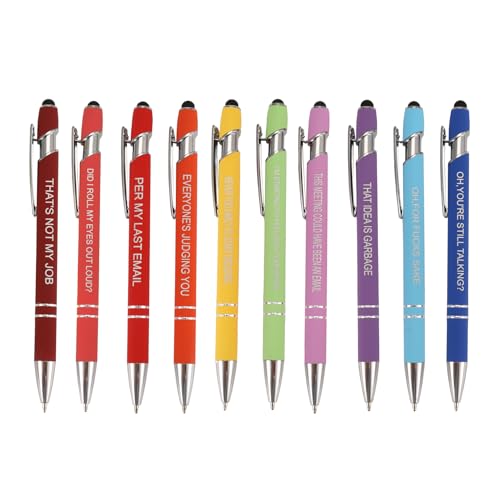 Nettoppo 10 Stück Bürostifte Lustige Stifte Demotivational Sarkastischer Kugelschreiber Stifte Macaron Touch Stylus Stifte für Büro, Schwarz von Nettoppo