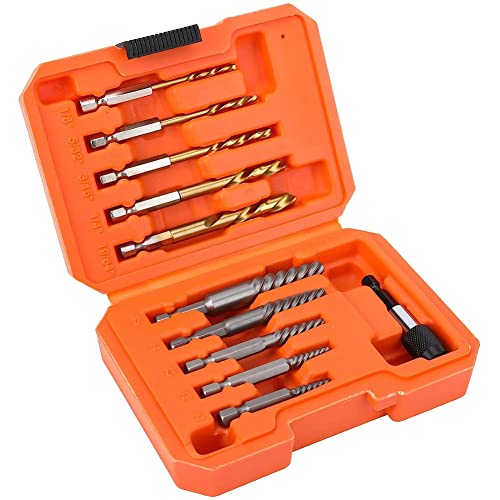 Nettoppo 10-Teiliges Schraubenausdreher-Set, Linkshänder-Bohrer-Set zum Entfernen Abgebrochener Stehbolzen und Bolzen von Nettoppo