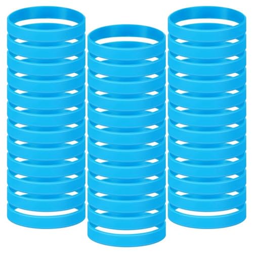 Nettoppo 100 Stück Einfarbige Gummiarmbänder, Silikon-Armbänder, Sportliche, Elastische Gummi-Armbänder für Erwachsene, Einfach zu Verwenden, 21 X 1,2 cm (Himmelblau) von Nettoppo