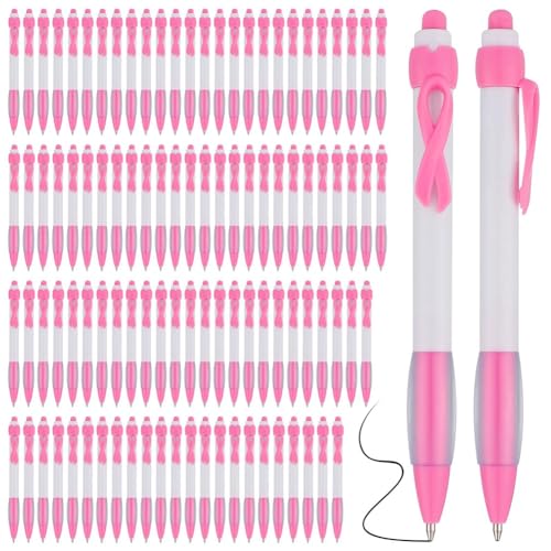 Nettoppo 100 Stück Pink Ribbon Pens Bulk, Schwarze Tinte, Einziehbare Kugelschreiber für Bürobedarf, Frauen, Mädchen, Geschenk, Langlebig, Einfach zu Verwenden, Pink Nettoppo 100 Stück Pink Ribbon Pens Bulk, Schwarze Tinte, Einziehbare Kugelschreiber für Bürobedarf, Frauen, Mädchen, Geschenk, Langlebig, Einfach zu Verwenden, Pink von Nettoppo