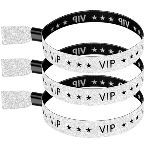 Nettoppo 100er-Pack VIP-Stoff-Event-Armbänder, Einfarbige Stoff-Armbänder, Farbige Armbänder für Aktivitäten, Partys (Silber), Einfache Installation, Einfach zu Verwenden von Nettoppo