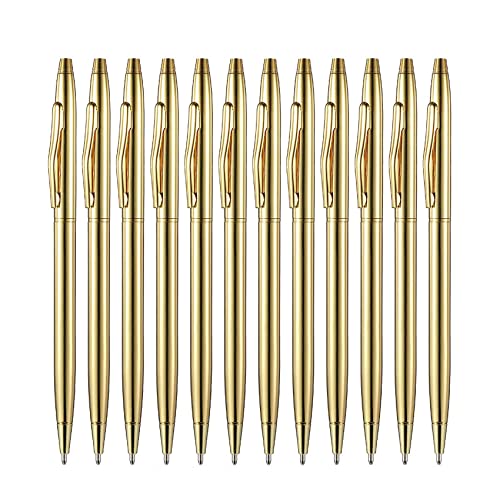 Nettoppo 12 StüCke Gold Slim Kugelschreiber Schwarze Tinte 1 Mm Mittlerer Metallisch Einziehbare Stifte für SchüLer Lehrer BüRo Nettoppo 12 StüCke Gold Slim Kugelschreiber Schwarze Tinte 1 Mm Mittlerer Metallisch Einziehbare Stifte für SchüLer Lehrer BüRo von Nettoppo