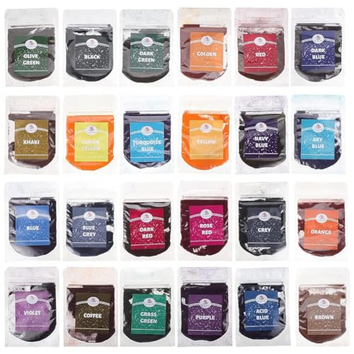 Nettoppo 24 Beutel mit 24 Farben Permanentes Tie-Dye-Pigmentpulver Pigment Tie-Dye-Pigment für die Herstellung Von Lack, Seife, Nagellack, Epoxidharz und Kerzenherstellung von Nettoppo