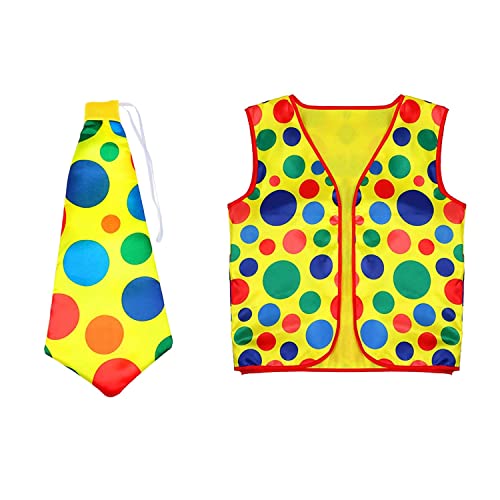 Nettoppo 2Er-Pack Clown-KostüM-Set, Clown-PerüCke, Nasenweste für Cheer, Halloween, Cosplay, Partys, Karneval, Verkleidung von Nettoppo
