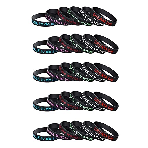 Nettoppo 30 Stück Schwarze Motivierende Silikonarmbänder Aus Kieselgel, Motivierende Silikonarmbänder, Motivierende Silikonarmbänder für Männer und Frauen, Schwarz von Nettoppo