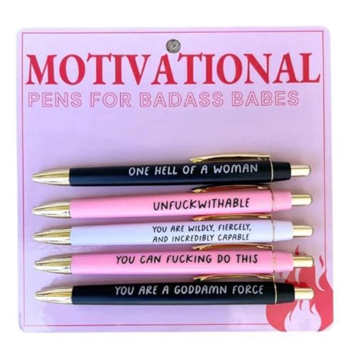 Nettoppo 5-Teiliges Motivierendes Badass-Kugelschreiber-Set Wie Abgebildet. Bürogadgets, Lustige Tägliche Kugelschreiber. von Nettoppo