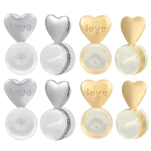 Nettoppo 8 Stück Ohrringverschlüsse für Hängende Ohren, Ohrring-Heberverschlüsse Als für Schwere Ohrringe, Gold + Silber Nettoppo 8 Stück Ohrringverschlüsse für Hängende Ohren, Ohrring-Heberverschlüsse Als für Schwere Ohrringe, Gold + Silber von Nettoppo