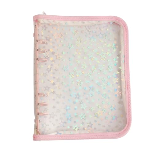 Nettoppo A5-Budget-Ordnerhülle mit Reißverschluss, Glitzernde, A5-6-Ringbuch-Planer, Durchsichtiges, Nachfüllbares PVC-Notizbuchgehäuse, Rosa, Langlebig, Einfach zu Verwenden, Ca. 19 X 24,8 cm von Nettoppo