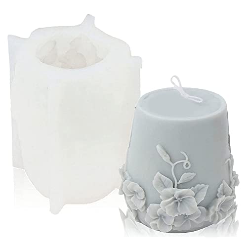 Nettoppo Cylinder Candle Molds Silicone, 3D Rattan Flowers Silikonkerzenform für Aromatherapie-Kerze, (B) von Nettoppo