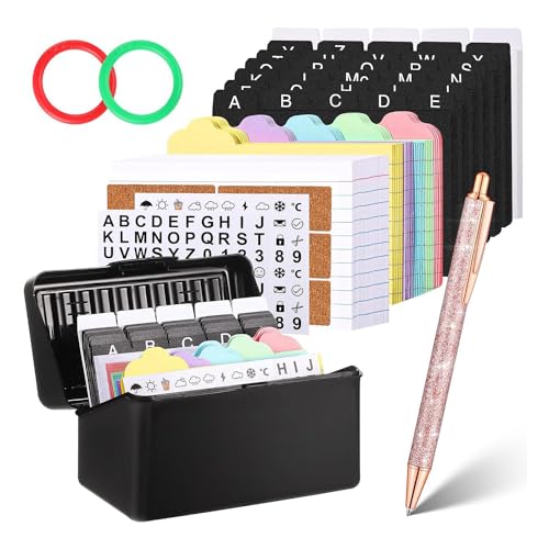 Nettoppo Karteikartenhalter + Zusammenklappbare Karteikartenbox mit Schloss, Passend für 7,6 X 12,7 cm Große Karteikarten – Aufbewahrungsboxen für Geschäfts- oder Notizkarten, Papierkarten-Organizer-B von Nettoppo