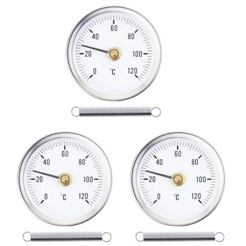 Nettoppo -Rohrthermometer Zur Genauen Überwachung der Warmwasserrohrtemperatur, 63-Mm-Bimetall-Edelstahl-Thermometer, 3-Teilig Nettoppo -Rohrthermometer Zur Genauen Überwachung der Warmwasserrohrtemperatur, 63-Mm-Bimetall-Edelstahl-Thermometer, 3-Teilig von Nettoppo