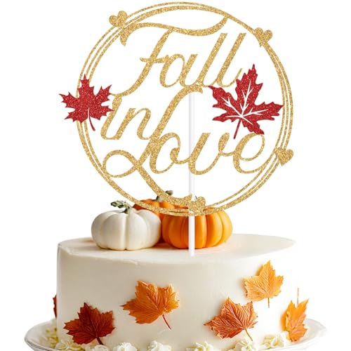 Goldener Glitzerkuchenaufsatz, Herbst-Thema, Hochzeit, Brautparty, Verlobung, Junggesellinnenabschied, Dekoration, Zubehör von Nettuao