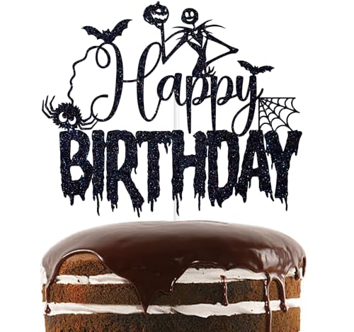 Tortenaufsatz "Happy Birthday", glitzernd, Schwarz von Nettuao