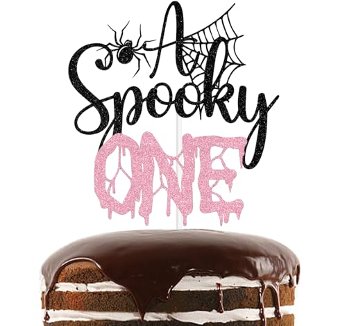 Tortenaufsatz mit Aufschrift "A Spooky One", mit Aufschrift "A Little Boo is Turning One/Happy 1st Booday", lustiges Halloween-Spinnenmotiv, für Baby-Party, Geburtstag, Babyparty, Party-Dekoration von Nettuao