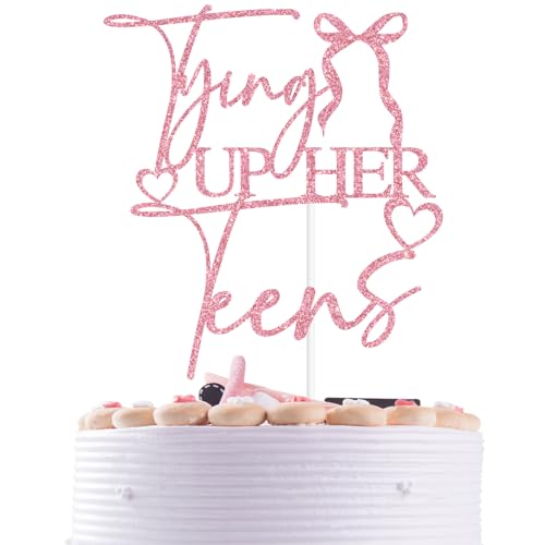Tortenaufsatz zum 20. Geburtstag, mit Schleifen, glitzernd, zum 20. Geburtstag, Party-Dekoration, Rosa von Nettuao