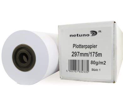 Netuno 1x Weiß Plotter- und Kopierrolle 297 mm x 175 m 80 g/qm Hülse 76 mm Papierrolle für Großformatkopierer für die Großflächenkopierung Qualitätskopierpapier Rollen-Kopierpapier von Netuno