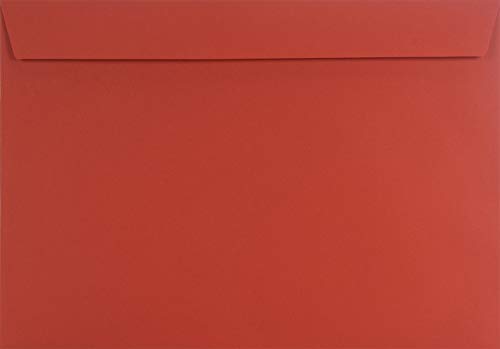 Netuno 200x Brief-Umschläge Rot ohne Fenster DIN C4 229x 324 mm große Umschläge A4 gerade Klappe 120g Design farbige Brief-Kuverts groß Geschäfts-Umschläge C4 bunt Versandtaschen Papier von Netuno