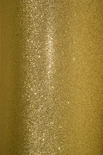 25 x Gold Glitzer Karton DIN A4 210×297 mm 210g Aster Glitter Dekorkarton Gold glänzend Effekt-Karton farbig Glitter-Karton Bastel-Karton mit Glitzer zum Basteln und Dekorieren von Netuno