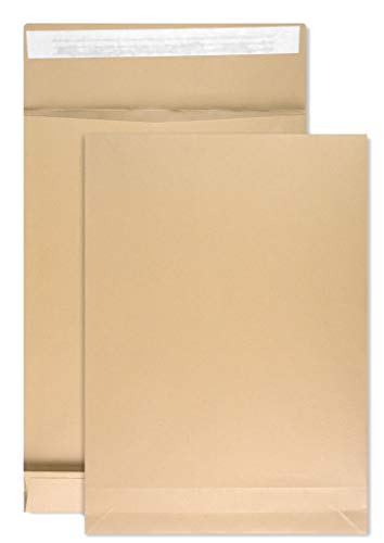 Netuno 250x braune Faltentasche DIN C4 229× 324 mm 130g braun Umschlag erweiterbar Faltenversandtasche C4 ohne Fenster große Versandtasche mit Stehboden Umschlagtasche Briefhülle C4 mit Falte von Netuno