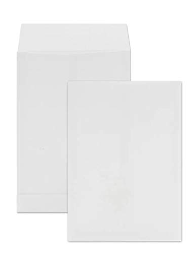 Netuno 250x weiße Faltentasche DIN C4 229× 324 mm 130g weiß Umschlag erweiterbar Faltenversandtasche C4 ohne Fenster große Versandtasche mit Stehboden Umschlagtasche Weiß Briefhülle C4 von Netuno