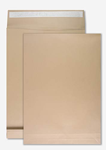 Netuno 50 braune Faltenversandtaschen E4 ohne Fenster 280× 400 mm 150g erweiterbare Versandtaschen mit Falten erweiterbar große Umschläge mit Stehboden braun für Bücher Broschüren Dokumente von Netuno