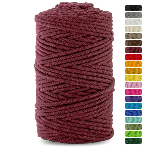 Netuno 1x Makramee-Garn Burgunderrot 3 mm 100 m Baumwollkordel mit Baumwollkern Bastel-Garn Makramee Naturbaumwolle Baumwollgarn Bastelschnur Baumwollschnur Kordel Makramee Macrame Cotton Cord von Netuno