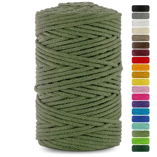 Netuno 1x Makramee Garn Khaki 3 mm 100 m Baumwollkordel mit Baumwollkern Bastel-Garn Makramee Naturbaumwolle Baumwollgarn Bastelschnur Baumwollfaden Makramee Schnur Garn Makramee Baumwollkordel von Netuno