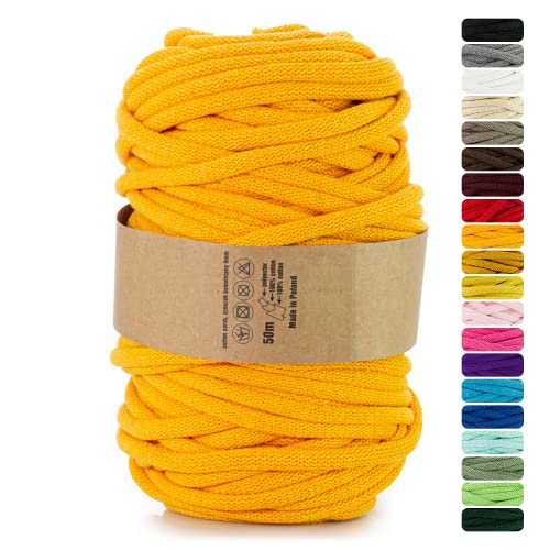 Netuno 1x Makramee Garn Dunkelgelb 9 mm 50 m Baumwollkordel mit Polyesterkern Dickes Garn Makramee Kordel aus Baumwolle Kordelband Naturkordel Makramee Kordel Makramee Faden Cotton Cord Macrame von Netuno