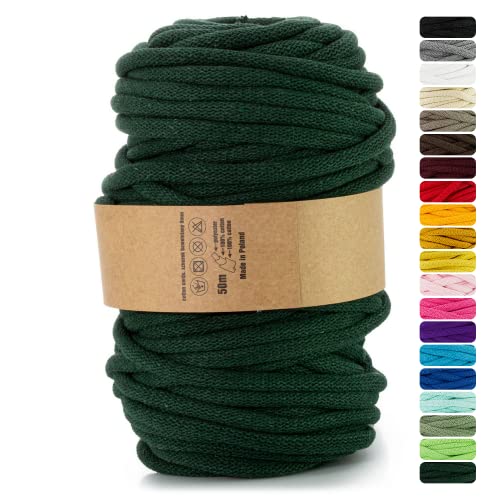 Netuno 1x Makramee Garn Flaschengrün 9 mm 50 m Baumwollkordel mit Polyesterkern Dickes Garn Makramee Kordel aus Baumwolle Kordelband Naturkordel Makramee Kordel Makramee Faden Cotton Cord Macrame von Netuno