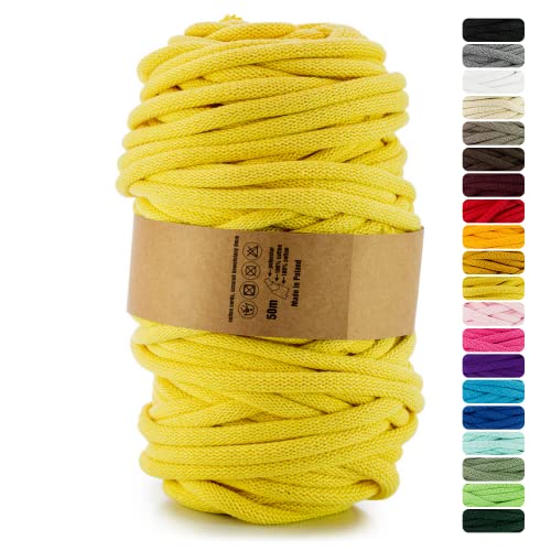 Netuno 1x Makramee Garn Hellgelb 9 mm 50 m Baumwollkordel mit Polyesterkern Dickes Garn Makramee Kordel aus Baumwolle Kordelband Naturkordel Makramee Kordel Makramee Faden Cotton Cord Macrame von Netuno