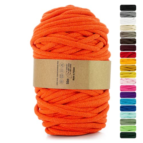 Netuno 1x Makramee Garn Orange 9 mm 50 m Baumwollkordel mit Polyesterkern Dickes Garn Makramee Kordel aus Baumwolle Kordelband Naturkordel Makramee Kordel Makramee Faden Cotton Cord Macrame von Netuno