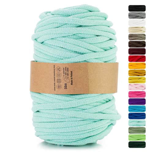 Netuno 1x Makramee Garn Celadon 9 mm 50 m Baumwollkordel mit Polyesterkern Dickes Garn Makramee Kordel aus Baumwolle Kordelband Naturkordel Makramee Kordel Makramee Faden Cotton Cord Macrame von Netuno