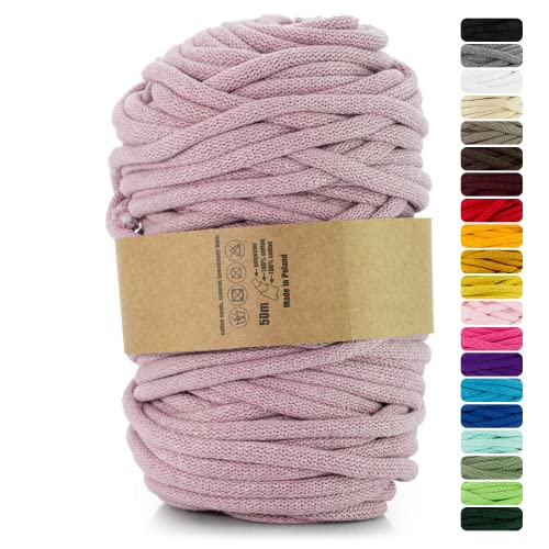 Netuno 1x Makramee-Garn Altrosa 9 mm 50 m Baumwollkordel mit Polyesterkern Kordel aus Baumwolle Kordelband Naturkordel Baumwollgarn für Makramee Basteln Garn dick Kordel Makramee Cotton Cord von Netuno