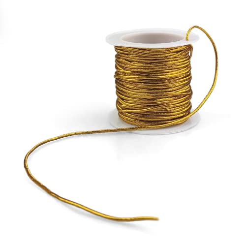 Netuno 1 Rolle Gummiband Gold 9 m elastische Kordel Schmuckfaden Bastelschnur Perlenfaden Stretchband für Armbänder rund Dekokordel golden Bastelzubehör von Netuno
