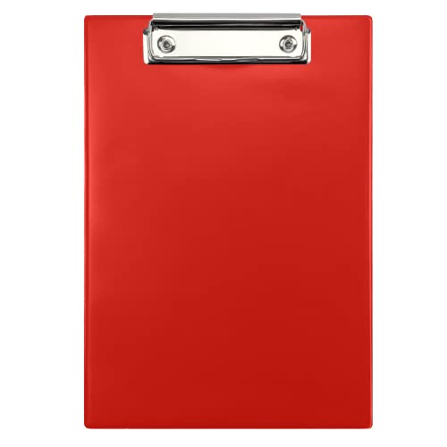 Netuno 1 Stück Klemmbrett A5 mit Clip Rot Schreibbrett mit Metallklemme Hartplatte Kunststoff Schreibmappe Schreibblock Clipboard DIN A4 Dokumentenhalter Schreibplatte mit Bügelklemme von Netuno